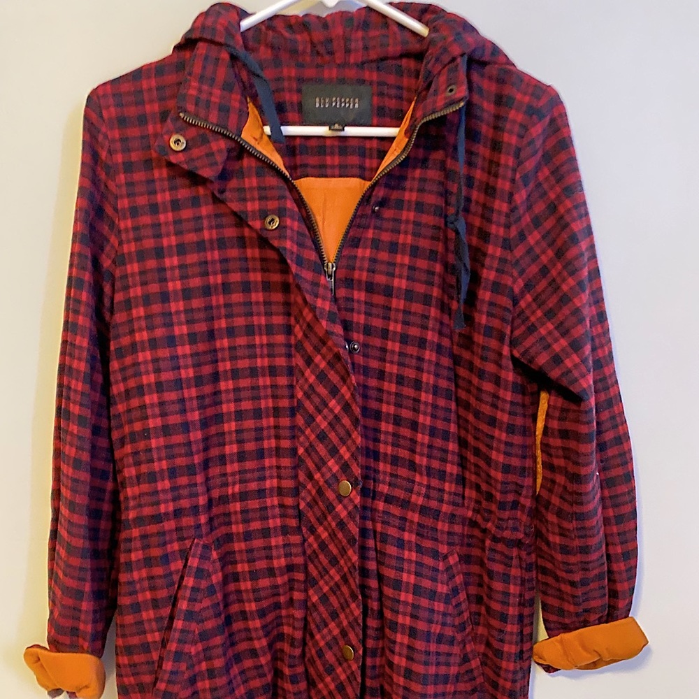 Plaid sweatshirt jacket